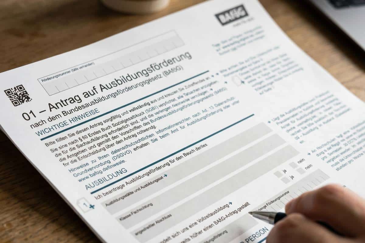BAföG-Antrag liegt auf dem Schreibtisch
