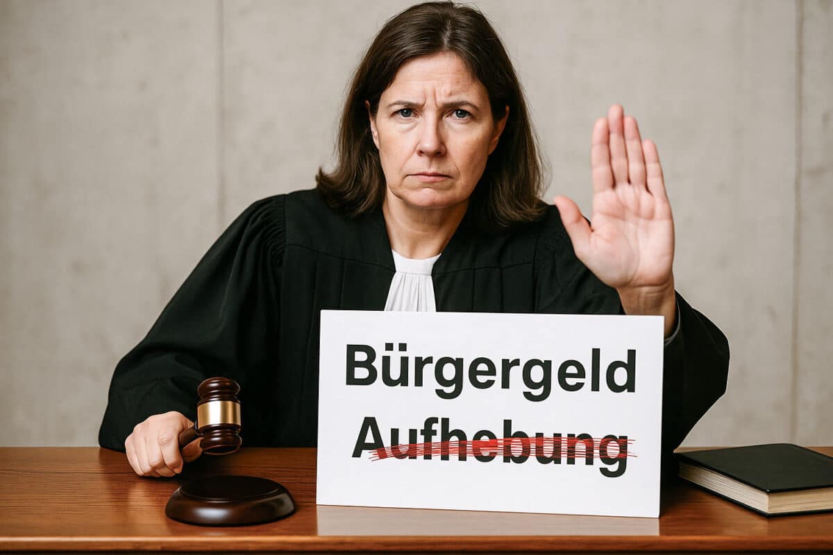 Bürgergeld: Richterin stoppt rückwirkende Aufhebung vorläufiger Bescheide – symbolisch durchgestrichene Aufhebung