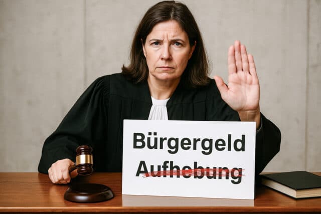 Bürgergeld: Richterin stoppt rückwirkende Aufhebung vorläufiger Bescheide – symbolisch durchgestrichene Aufhebung