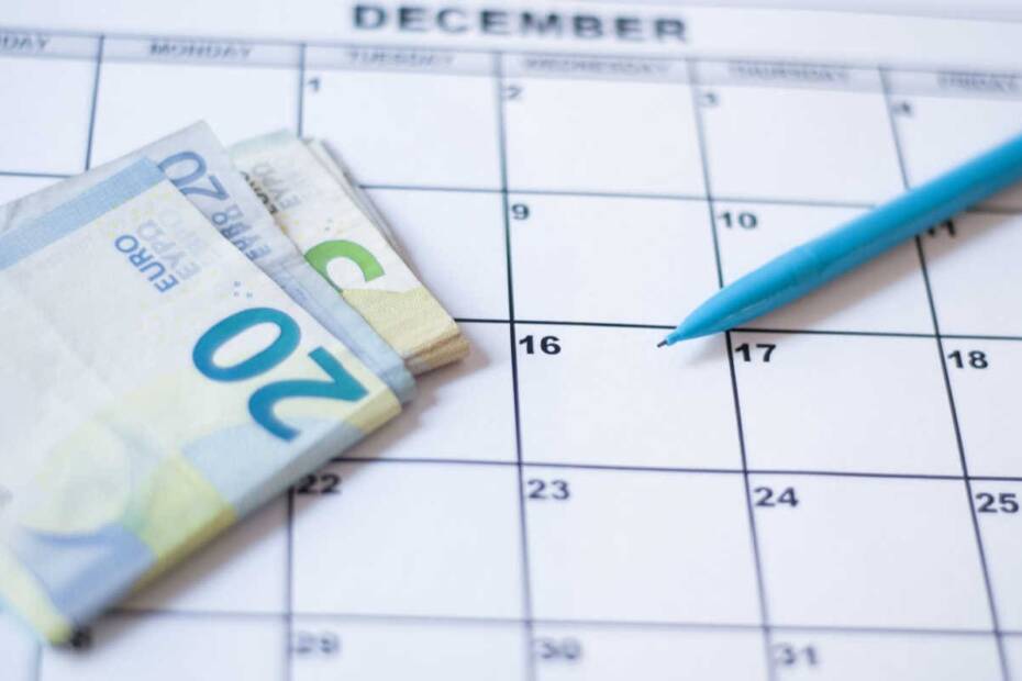 Geld Euro Schein auf Kalender