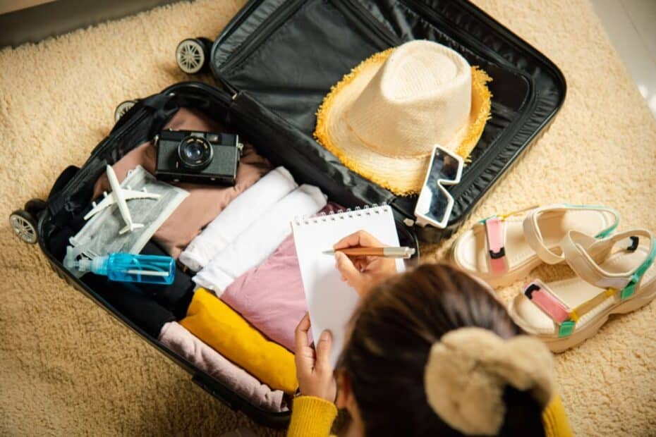 Frau packt ihren Reisekoffer