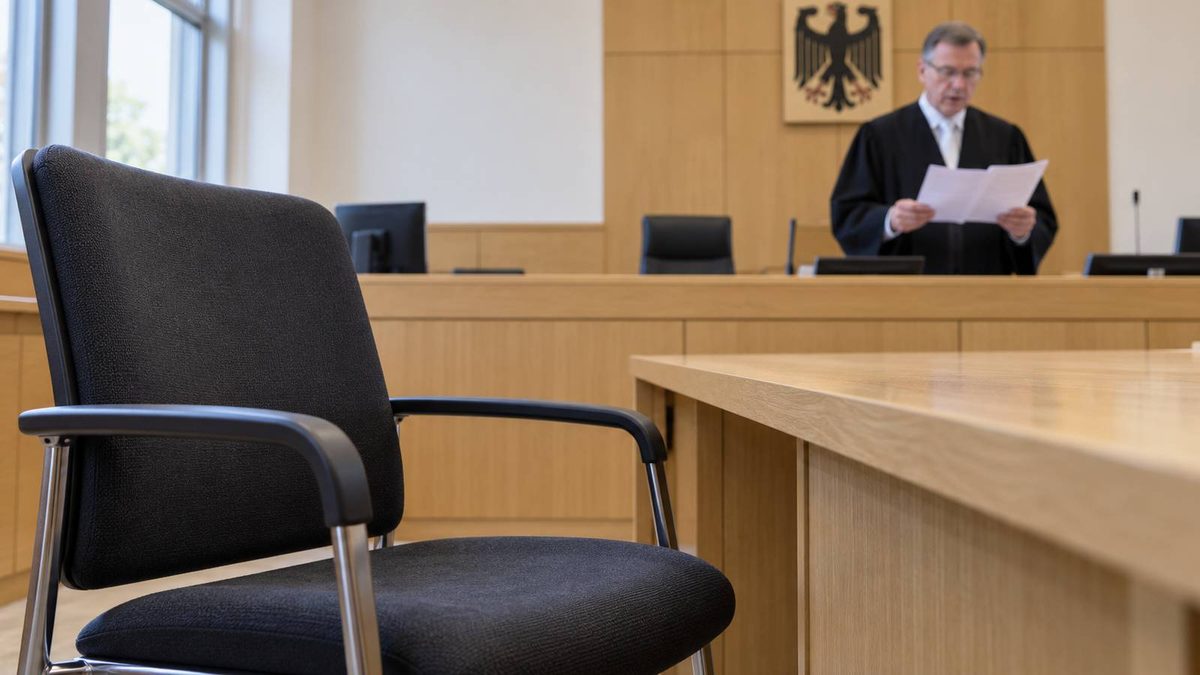 Ein Platz im Gerichtssaal bleibt leer, während der Richter das Urteil verliest.