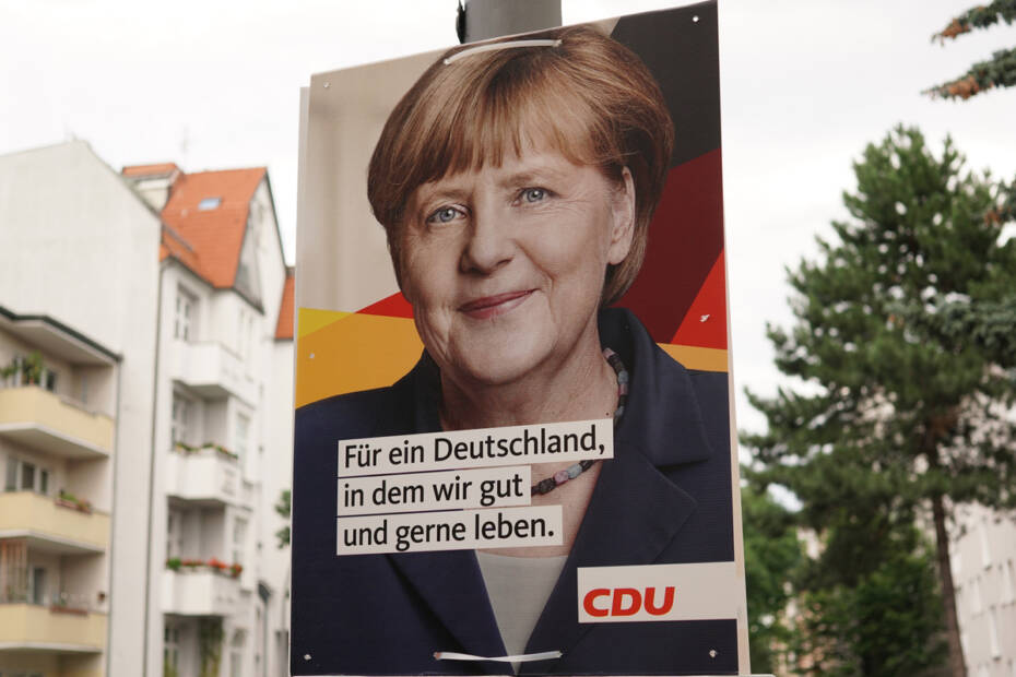 CDU Wahlplakat mit Bundeskanzlerin Angela Merkel