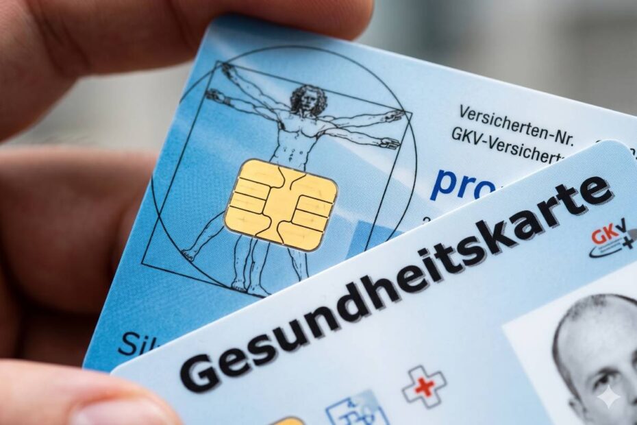Hand hält Krankenkassenkarte der GKV (Gesundheitskarte)