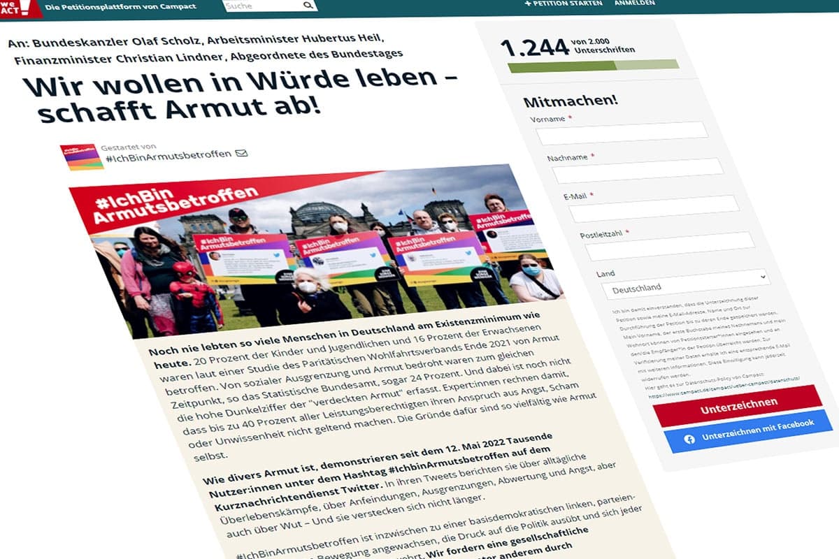 Screenshot #IchBinArmutsbetroffen Petition