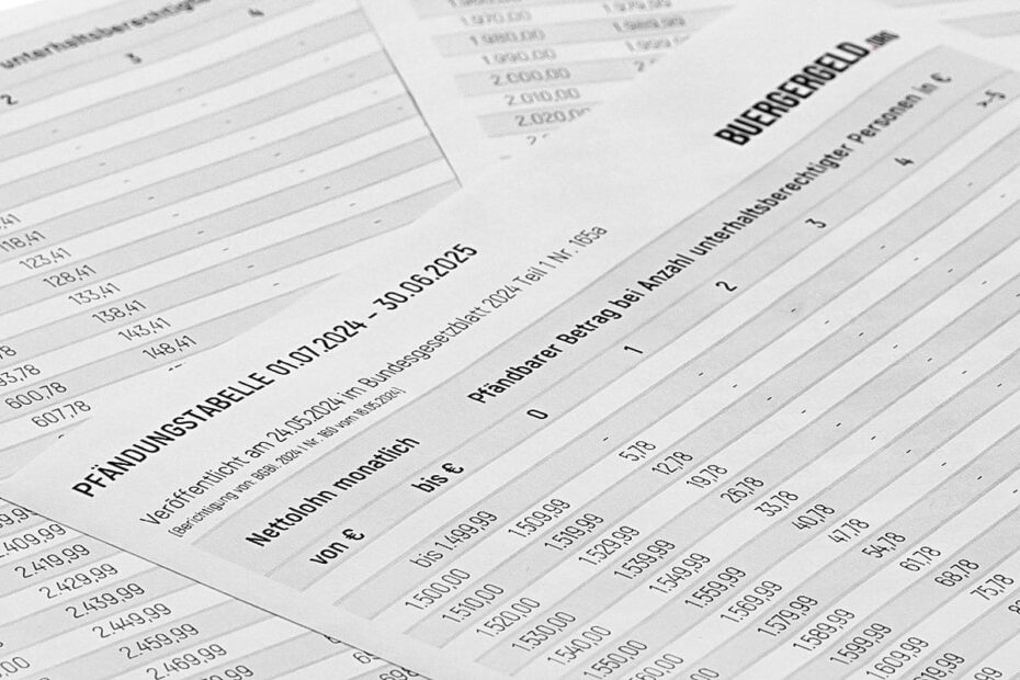Pfändungstabelle ab 01.07.2024 bis 30.06.2025