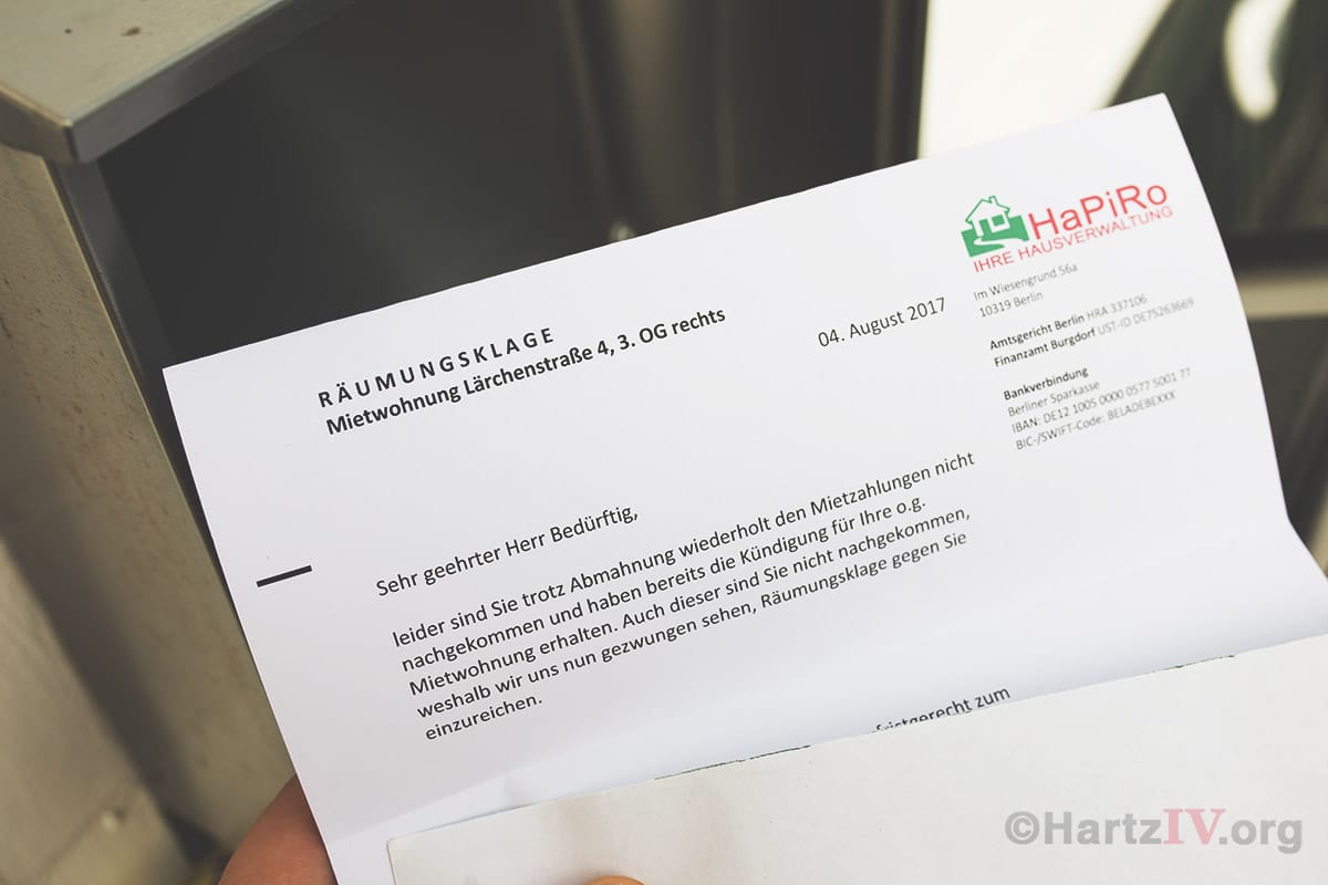 raeumungsklage hartz4 eilantrag