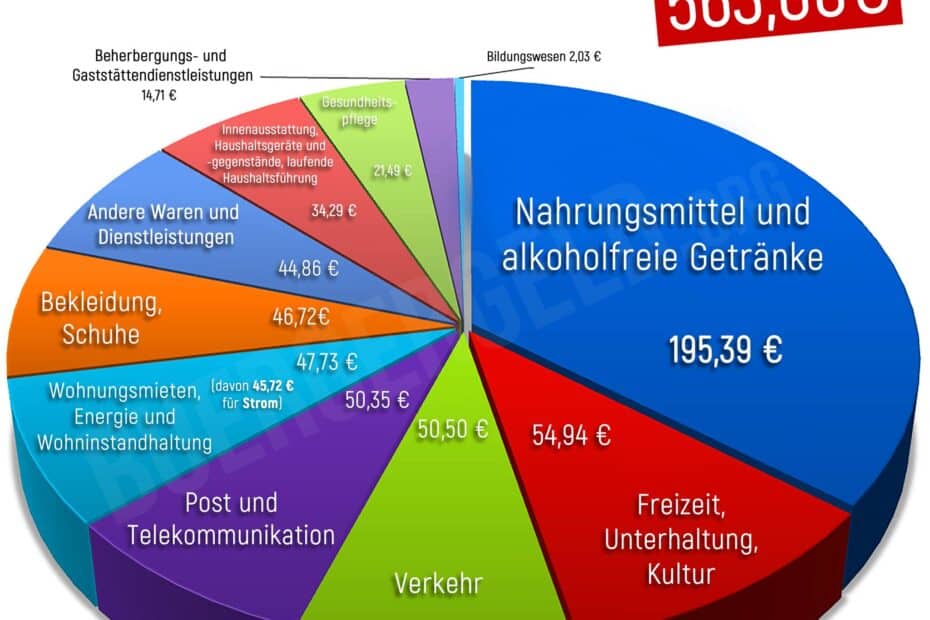 Bürgergeld Regelbedarf 2026 Tortendiagramm