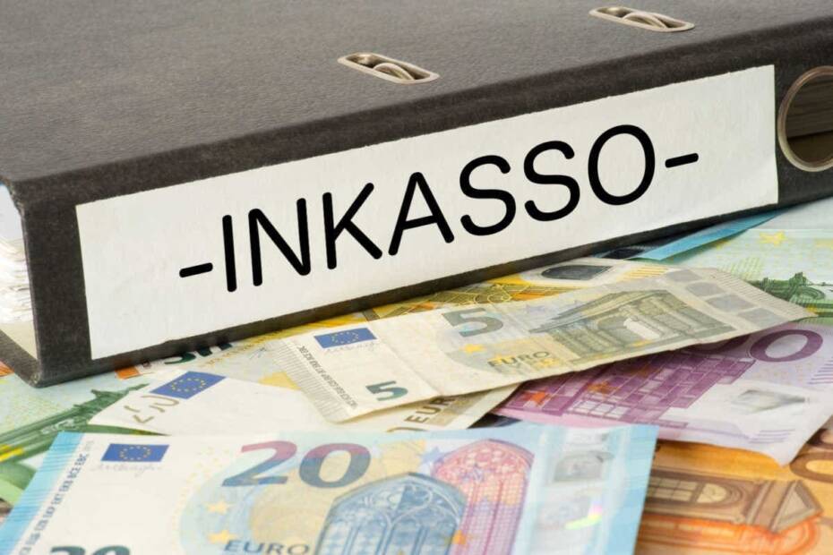 Inkasso Ordner auf Euro Gelscheinen