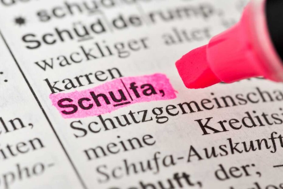 Schufa im Gesetz hervorgehoben mit pinkem Textmarker